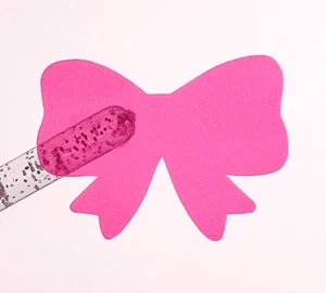 Clear Bow Stickers! - 0.4 to 5 inch - Pink or Purple See Through, Transparent - Picture 1 of 2