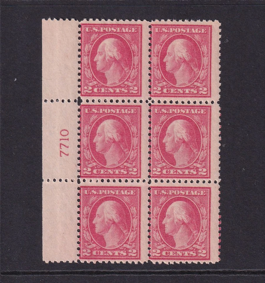 1917 Washington 2c carmine Sc 499 MNH with original gum OG, plate block (5Q - Image 1 of 1
