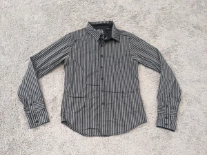 Fox Racing Button Front Shirt Mens Small Long Sleeve Gray Striped Slim Fit - Picture 1 of 12