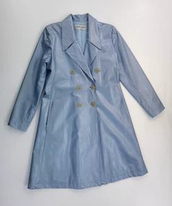Vintage 1980's Yves Saint Laurent 'Variation' Shiny Blue Coat - YSL RARE - Picture 1 of 20