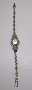 Vtg 14K White Gold And Diamond Wittnauer Women's Windup Working Watch. 11.50 Grs - Picture 1 of 20