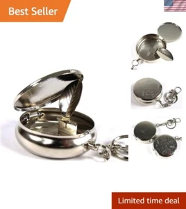 Stainless Steel Portable Pocket Circular Ashtray Key Chain with Cigarette Snu... - Picture 1 of 6