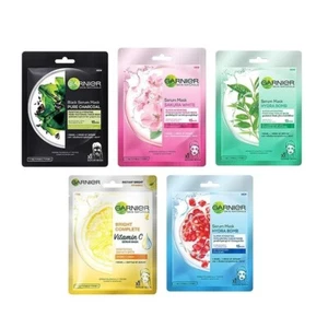 Garnier Skin Naturals Suero Facial Hoja Mascarilla Paquete de 5 (Sakura, Azul, Té Verde) - Imagen 1 de 7