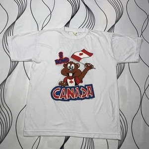 Vintage 90s I Love Canada TShirt Beaver Maple Leaf Flag Small Made By Oceanic - Picture 1 of 9