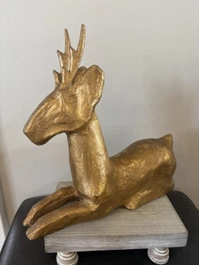 Ambos Papel Maché Dorado Navidad Reno Brillo Ciervo Countrycore Vacaciones - Imagen 1 de 15