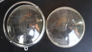 2x VW brezel Käfer BOSCH Hella Scheinwerferglas Streuscheibe 1x Cromring - Bild 1 von 6