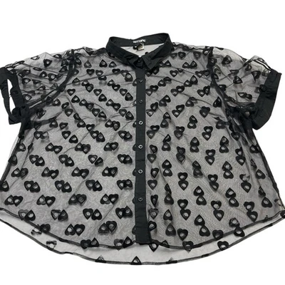 Blusa Hot Topic Mujer 4 Negra Transparente Terciopelo Burnout Corazón Gótico Grunge Bruja Foto 1 de 4