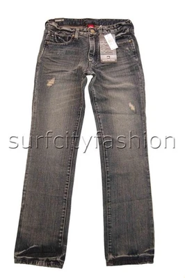 Pantalones de mezclilla Quiksilver Boys 12 STRAIGHT CRACKED nuevos - lavado vintage precio de venta sugerido por el fabricante $80 Foto 1 de 3