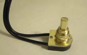Lamp Part On Off Brass Plated Push Canopy Switch with 6" 18 gauge wire leads 401 - Picture 1 of 2