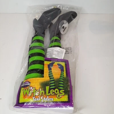 Piernas de bruja patio estacas rompe tumbas verde negro decoración de Halloween NUEVO sellado Foto 1 de 3