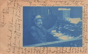 LP11 Chicago IL Mr. A. or G. Francis Office RPPC Cyanotype 1906 Postcard - Imagen 1 de 5