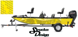 Boat Wrap Yellow Modern Hexagon Graphic Abstract Decal Fish Bass Fishing Vinyl - Picture 1 of 1