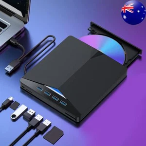 7-in-1 USB 3.0 TypeC External DVD RW CD Writer High-Speed for PC Laptop Notebook - Afbeelding 1 van 11