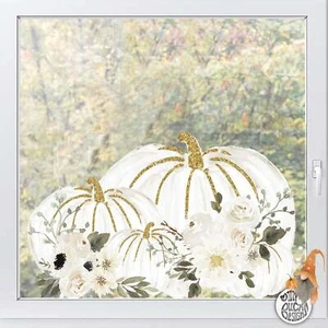 Autumn White Pumpkin Window Sticker - Dizzy Duck Fall Window Decor Vinyl Decals - Bild 1 von 6