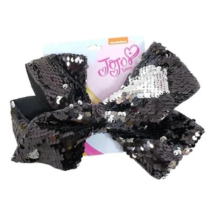 Girls Hair Bows Clip JoJo Siwa Bow Collection Black Silver Flip Sequin Accessory - Picture 1 of 5