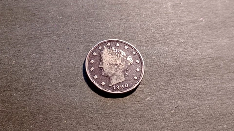 VF details 1890 Liberty Head Nickel Cover