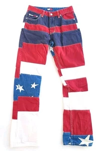 Vtg Tommy Jeans Sz 3 Juniors 27x31 Red White Blue Stars Stripes Pants Jeans Y2K - Picture 1 of 4