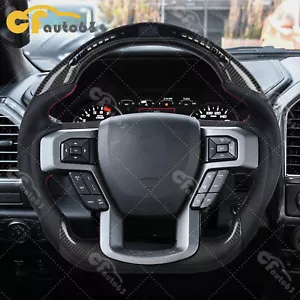 Real Carbon Fiber LED Steering Wheel Fit Ford F150 Raptor 2015+ Black Leather - Bild 1 von 8