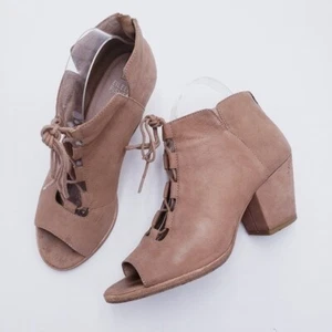 Eileen Fisher Fallon Tumbled Nubuck Lace Up Open Toe Bootie Ankle Boot Size 9 - Picture 1 of 12