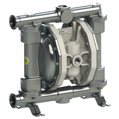 Double Diaphragm Pump by Fluimac -PF50 -Food Grade -316 SS Body -1" Clamp-19 GPM - Image 1 of 4