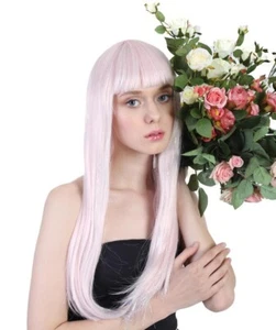 Pink Silver Tinsel Wig Sparkly Costume Hair Fun Party Disco Rave Festival Look - Picture 1 of 8
