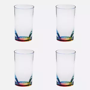 Set of Four Clear and Rainbow Acrylic Highball Glasses - Picture 1 of 9