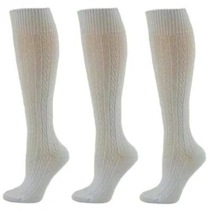 Sierra Socken Damen Kabelstrick 3 Paar Packung Baumwolle weich strapazierfähig Knie Hi Socken - Bild 1 von 20