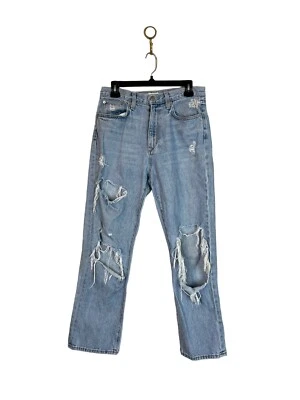 Pantalones de mezclilla rectos desgastados de tiro alto Lovers And Friends talla 27 DEFECTUOSOS Foto 1 de 4