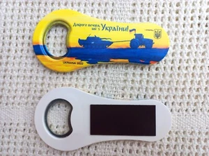 MAGNET Opener bottle beer STAMP UKRAINE WAR . Good evening, we are from Ukraine - Picture 1 of 2