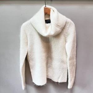 Vintage Lauren Ralph Lauren Women's Ivory Kid Mohair Cowl Neck Sweater M - Picture 1 of 4