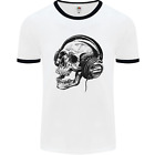 Skull Headphones Gothic Rock Music Dj Mens Ringer T-Shirt