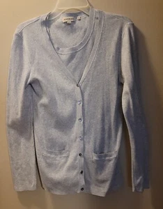 Repeat Gray Two Piece Cotton Button Up Cardigan Sweater W/S Sweater WMNS SZ Med  - Picture 1 of 10