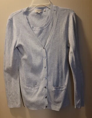 Cárdigan suéter gris repetición de dos piezas de algodón con botones con suéter WMNS TALLA mediana  Foto 1 de 4