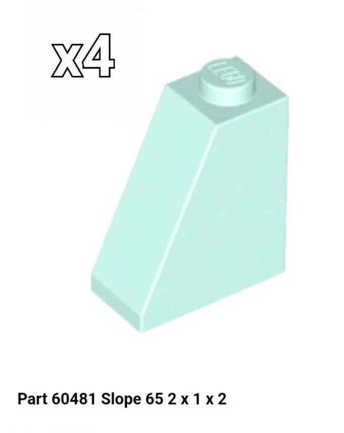 LEGO NEW LIGHT AQUA Slope 65 2x1x2 Roof Brick Slope 60481 Lot of 4  - Image 1 of 1