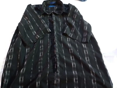 Camisa Towncraft Abotonada Para Hombre Blanco y Negro Rayas Informal Manga Corta Talla XL Foto 1 de 4