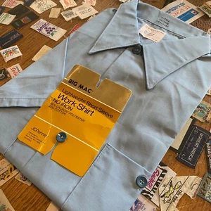 1970s Vintage Deadstock JC PENNEY BIG MAC Blue Short Sleeve Button Up Work Shirt - Bild 1 von 7