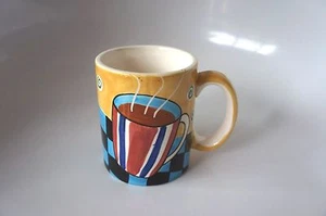 SALE!!! WHIMSICAL JAZZ CAFE HAND PAINTED MUG AND PLATE: SET OF 6 - Picture 1 of 7