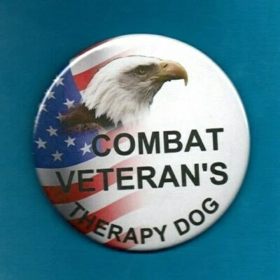 COMBAT VETERAN'S THERAPY DOG - therapy dog 3" vest button w/pin back