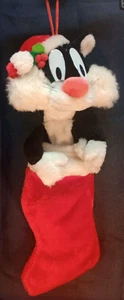 Vintage Sylvester Cat Santa Hat Christmas Stocking Looney Tunes Plush 1990 24" - Picture 1 of 11