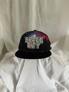 Space City Silver 3D Puff Galaxy Edition Houston Texas Adjustable Snapback Hat - Picture 1 of 11