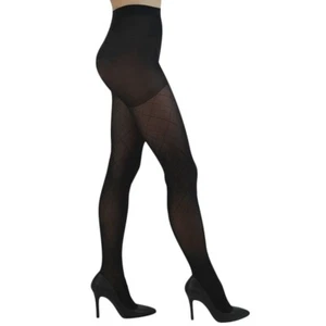 YourTights Linear Argyle Sheer Black Tights Pattern Made in USA New NWT - Picture 1 of 6