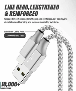 5X Bulk Lot 6FT Heavy Duty USB Charger Cable For iPhone 14 11 XR 8 7 6 iPad Cord - Picture 1 of 16