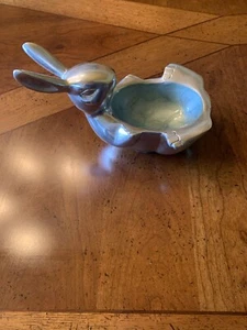 Osterhase Hase silber hellblau Schale Schale Aluminium Artwares auf dem Rücken - Bild 1 von 8