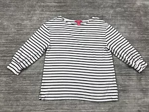 Catherine Top Womens Medium White Black Striped 3/4 Sleeve Viscose Blend - Picture 1 of 11
