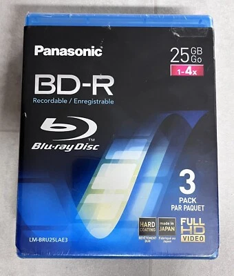 Panasonic BD-R 25GB Blu-ray Discs 3 x Pack - Image 1 of 2