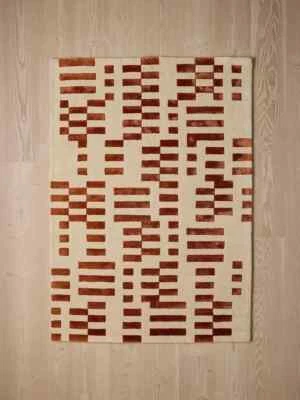 Hand Tufted Rug Raya Rust Hand Made Wool Silk Carpets For Bedroom Aesthetic - Image 1 of 4