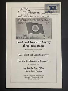 1957 Coast and Geodetic Survey 3-Cent Stamp First Day Ceremony Program Sc# 1088 - Picture 1 of 3