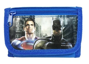 Batman VS Superman Kids Tri-Fold Wallet Coin Holder Bag [Blue] - Picture 1 of 3