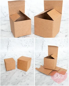 50x Kraft Brown Rustic Box 5 6 7 8 9 10cm Party Favour Plain Cardboard Container - Picture 1 of 12