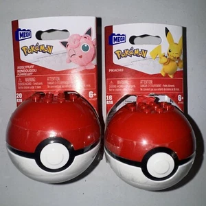 Pikachu Jigglypuff Mega Construx Pokemon Pokeball NEW Lot Set X2 Mattel Building - Picture 1 of 4